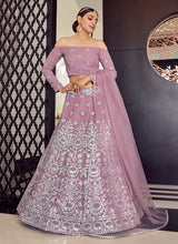 Load image into Gallery viewer, Mauve Pink Color Georgette Material Gota Work Lehenga Choli
