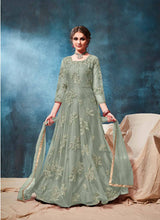 Load image into Gallery viewer, glowing Green Color Soft net base anarkali suit with dupatta

