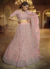 Load image into Gallery viewer, Buy Classy Pink Dori Zarkan Soft Net Lehenga Choli Set
