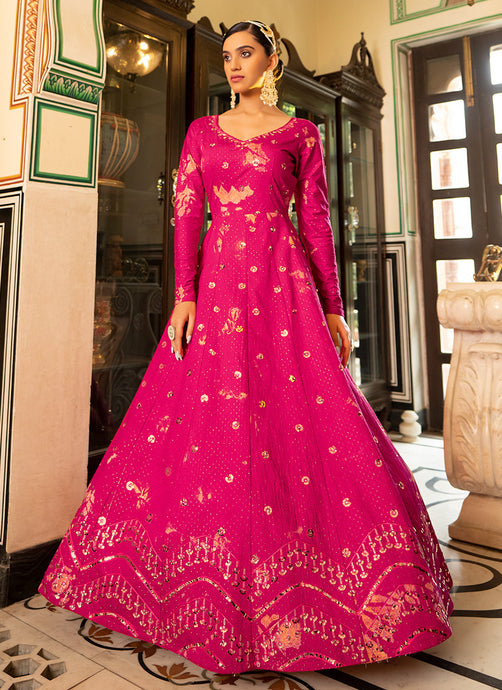 Tye & Dye Print Rani Pink Gown