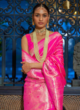 Load image into Gallery viewer, Shop Sleeveless Pink Color Silk Weaving Saree
