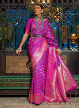Load image into Gallery viewer, Half Sleeves Purple Color Silk Weaving Saree

