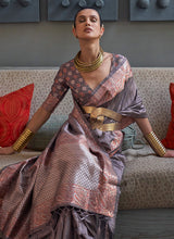Load image into Gallery viewer, Buy Now Grey Color Copper Zari Weaving Silk Saree
