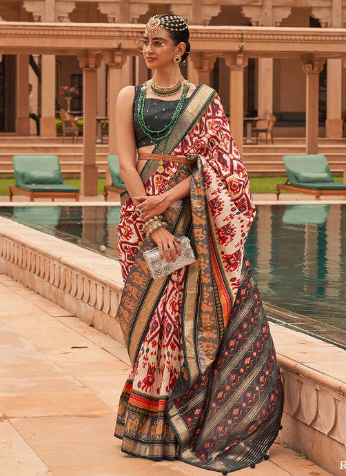 Traditional Wear Off-White Patola Saree