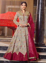 Load image into Gallery viewer, stunning red colored festive wear silk base printed gown
