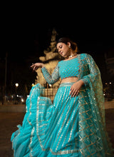 Load image into Gallery viewer, Buy Light Blue Color Sequins Work Georgette Fabric Flared Lehenga

