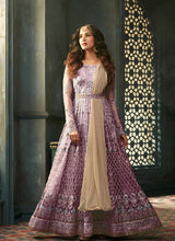 Load image into Gallery viewer, Precious Purple resham and zari embellished designer gown
