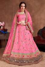 Load image into Gallery viewer, popular pink colored heavy work silk base lehenga choli
