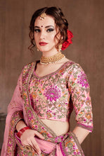 Load image into Gallery viewer, shop weddingwear pastel pink colored heavy work silk base lehenga choli
