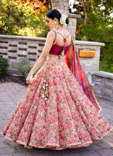 Load image into Gallery viewer, Order Fine red and Pink colored soft net base Lehenga Choli
