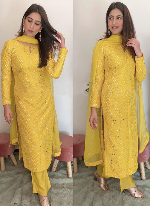 Dashing Sunshine Yellow Color Salwar Kameez Suit