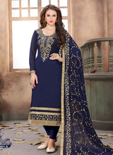 Load image into Gallery viewer, Blue stylish Zari Worked Georgette Base Partywear Pakistani Suit
