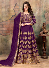 Load image into Gallery viewer, elegant purple color Georgette base Dori and sequins work Anarkali suit
