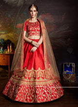 Load image into Gallery viewer, Shop Beautiful Red Color Satin Base Embroidered Designer Lehenga Choli
