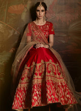 Load image into Gallery viewer, Beautiful Red Color Satin Base Embroidered Designer Lehenga Choli
